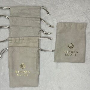 Kendra Scott Taupe Velvet Drawstring Jewelry Pouches with Gold Logo